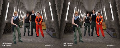 Starbuck & friends on the Battlestar Galactica